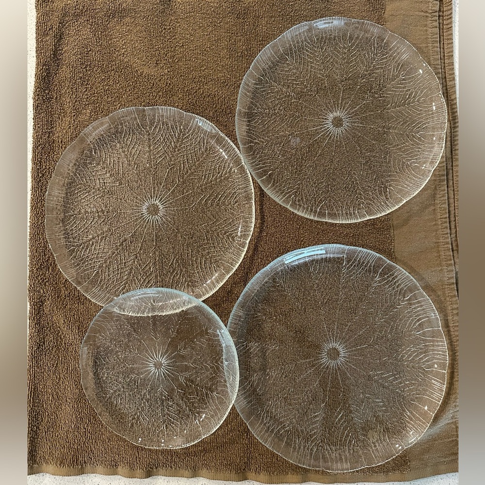 vintage Arcoroc France glass plates, embossed "Country Wheat" pattern